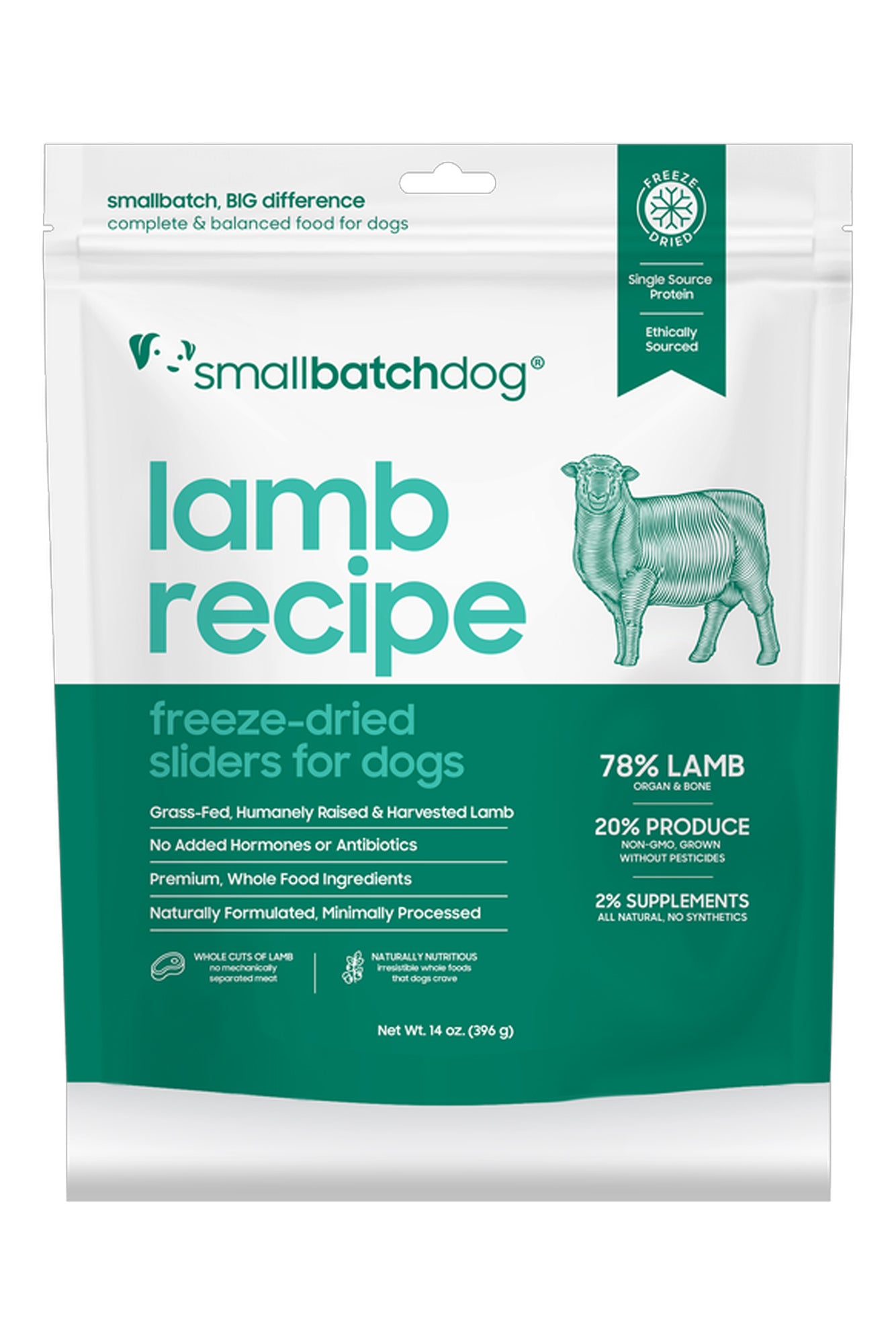 all natural freeze dried dog food Smallbatch Dog Lamb Freeze Dried Sliders (14oz)