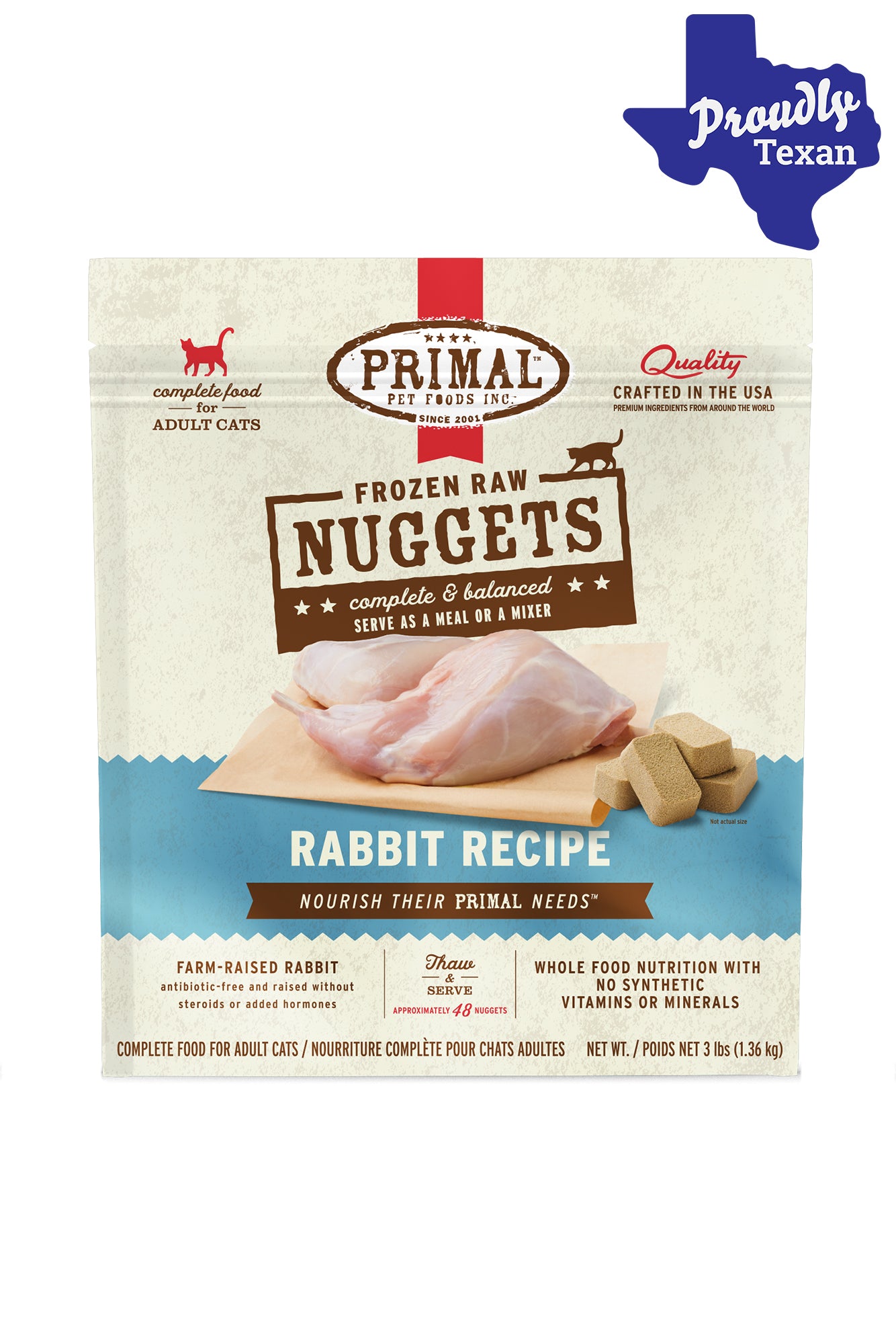Primal Feline Rabbit Frozen Raw Cat Food in Austin, Texas