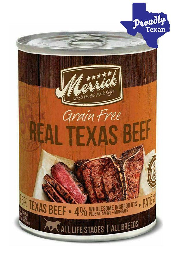 Merrick 96 Real Texas Beef Canned Dog Food in Austin Texas