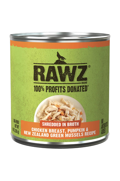 RAWZ Shredded Chicken Pumpkin Green Mussels Canned Dog Food in