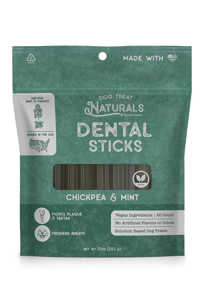 Dog Treat Naturals Mint and Chickpea Dental Sticks in Austin