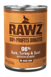 Rawz 96% Duck, Turkey, and Quail Pate Wet Dog Food