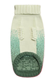 bottom of sweater, green and cream colored