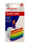 Rainbow striped cakep plush slice with purple candle on top
