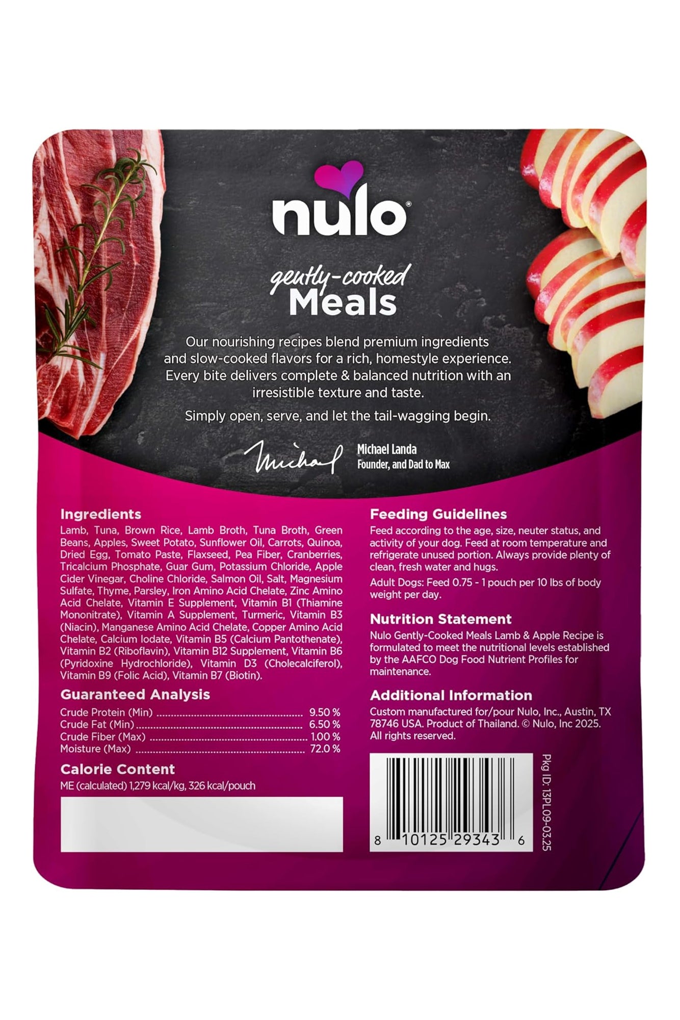 Nulo Gently Cooked Lamb and Apple Dog Food Pouch