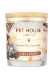 Pet House Toasted S'mores Soy and Essential Oil Candle - candle with chocolate and roasted marshmellow artwork
