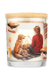 Pet House Toasted S'mores Soy and Essential Oil Candle - artwork on candle depicts campfire
