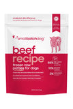 Small Batch Beef Patties Frozen Raw Dog Food - front of 6 lb bag