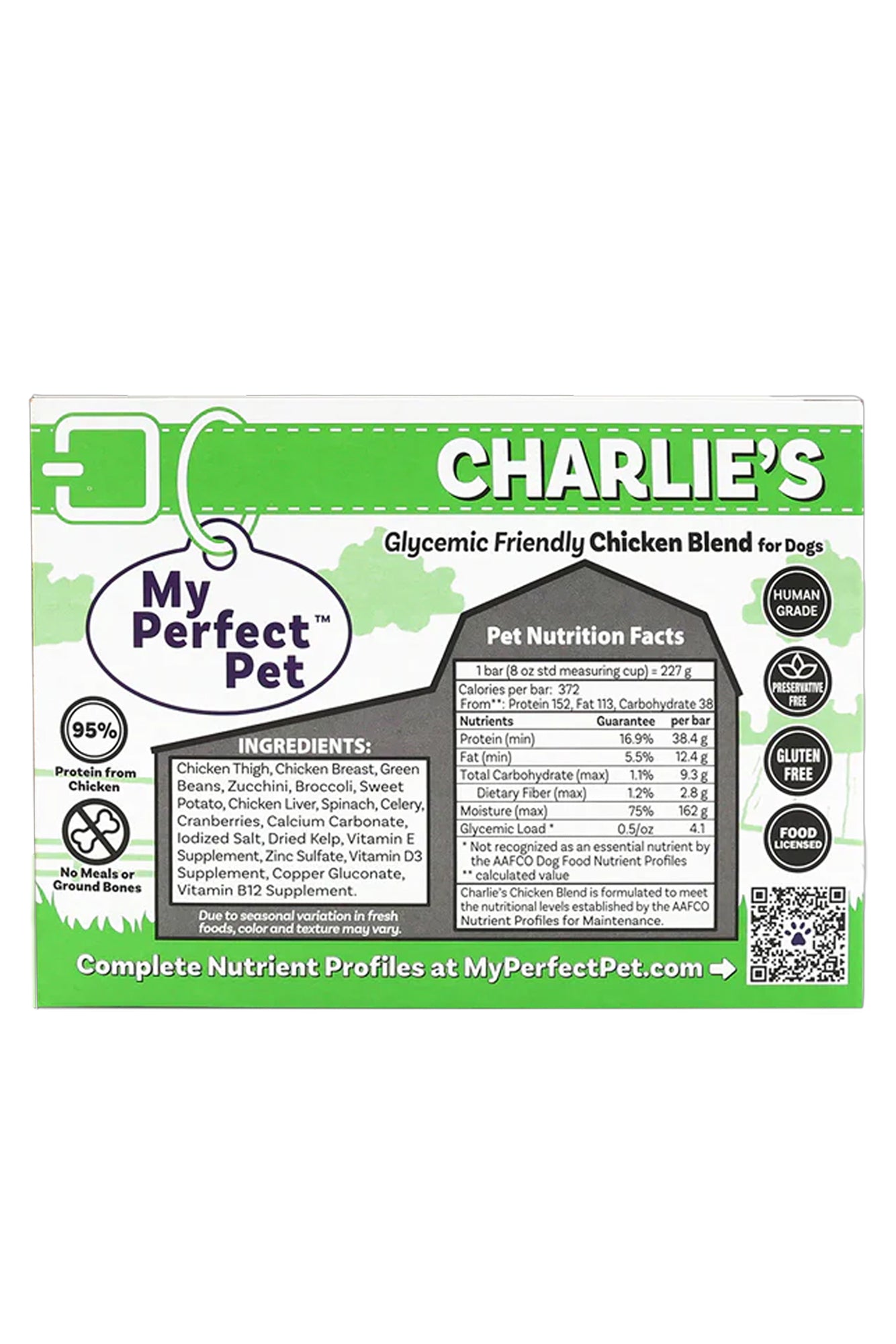 My Perfect Pet Low Glycemic Charlie's Chicken Gently Cooked Dog Food