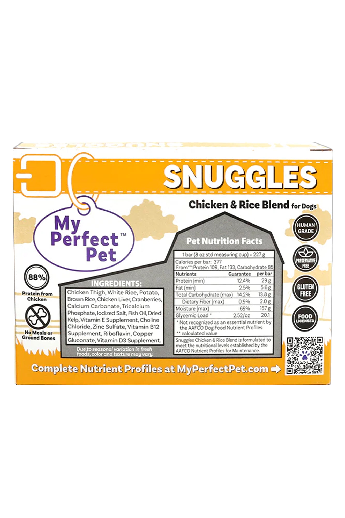 My Perfect Pet Snuggles Chicken and Rice Fresh Dog Food