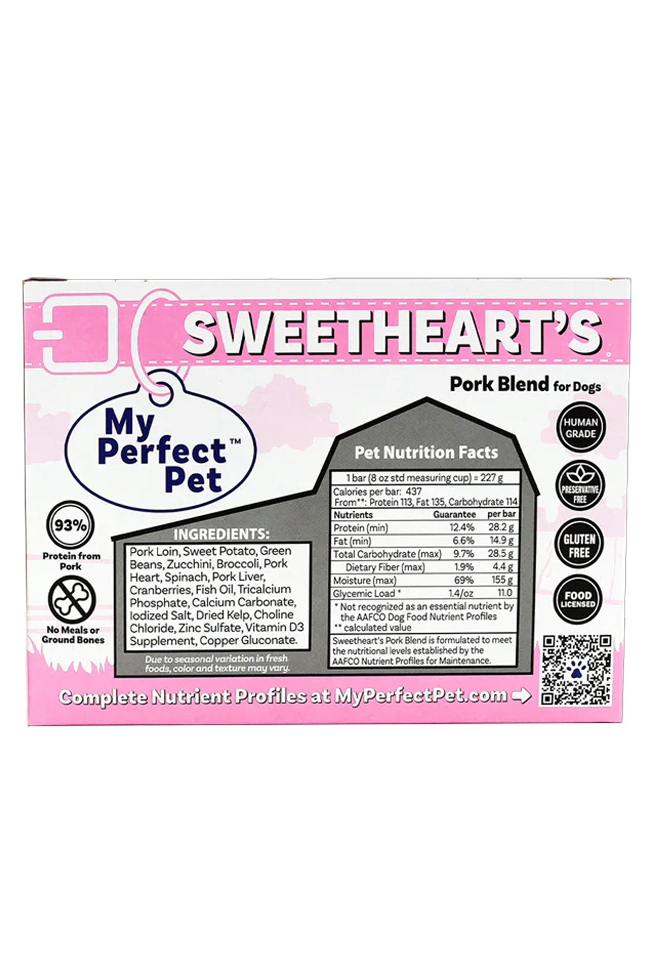 My Perfect Pet Sweetheart's Pork Fresh Dog Food