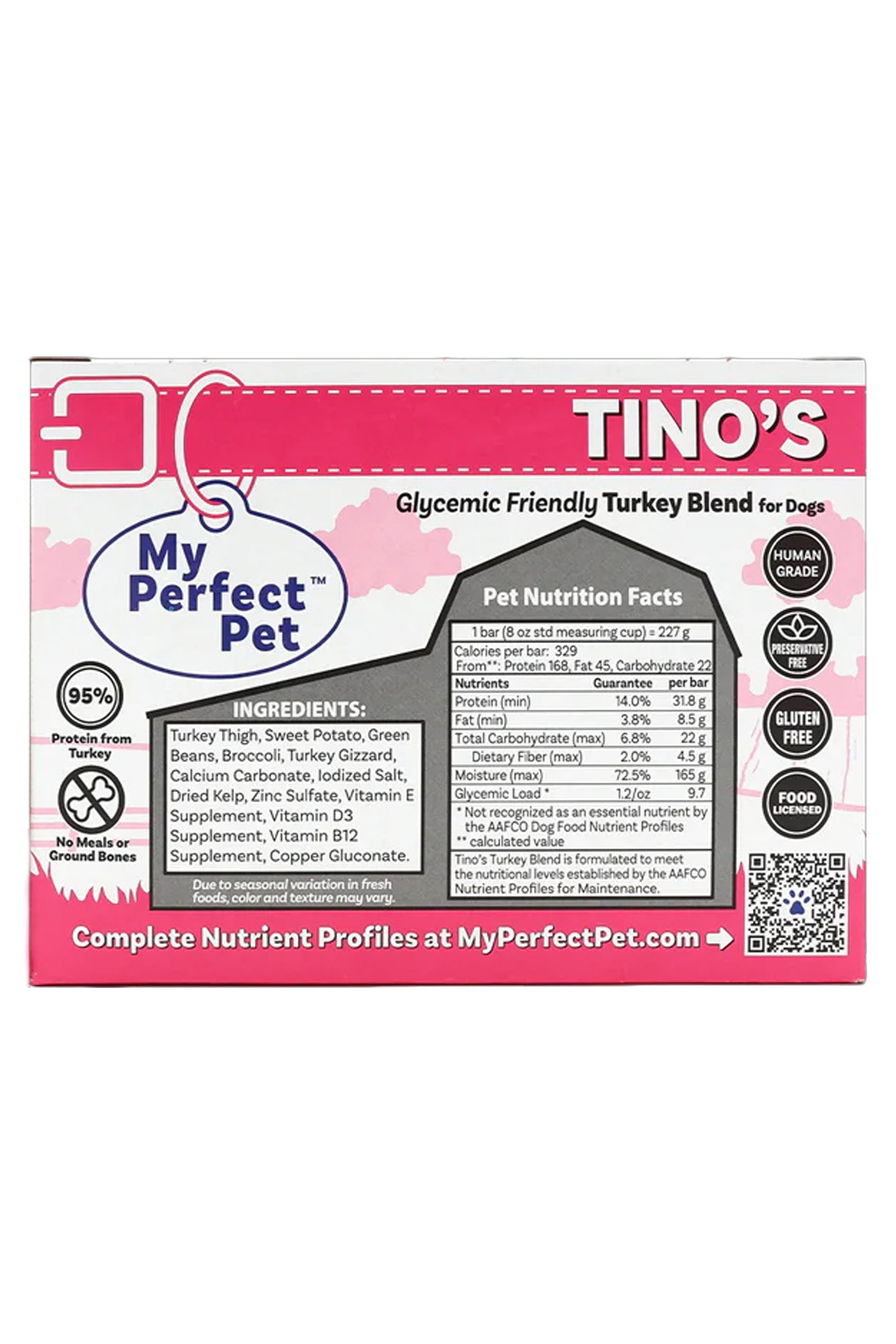 My Perfect Pet Tino's Turkey Low Glycemic Gently Cooked Dog Food
