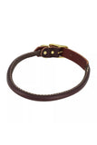 Circle T Latigo Leather Round Dog Collar with Brass Hardware